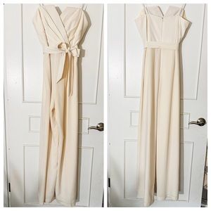 BHLDN Jill Stuart East Side Jumpsuit Ivory Size 10 Large Flare Anthropologie EUC